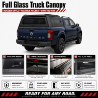 Capot de camion en alliage d'aluminium imperméable pour Nissan Frontier Pro 4X 5.0FT avec grandes fenêtres latérales coulissantes en verre