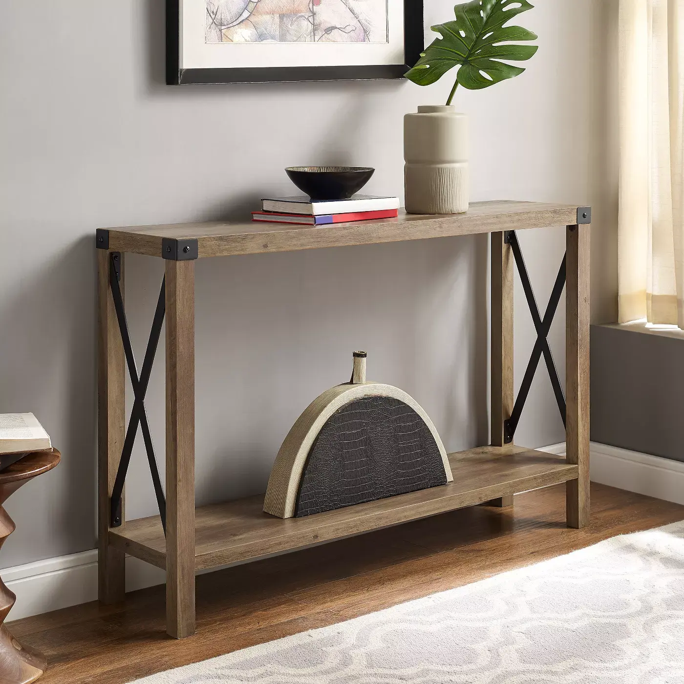 Modern Luxury Hallway Entryway Corner Side Wood Entrance Console Table for Living Room