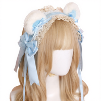 DREAM FASHION Accessoires de cheveux en peluche à pois avec nœud et oreilles, pour costumes de cosplay Lolita, Anime, Comic-Con et Tea Party