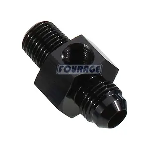 Auto Parts Aluminum AN6 Male Flare to 3/8" NPT with Gauge/Gage Port Oil Fuel Line Hose Pipe Fitting Adapter