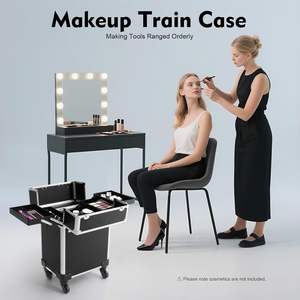 Valigia Professionale per Trucco, Valigetta Cosmetica in Alluminio con Ruote per Truccatori - Product Image 6