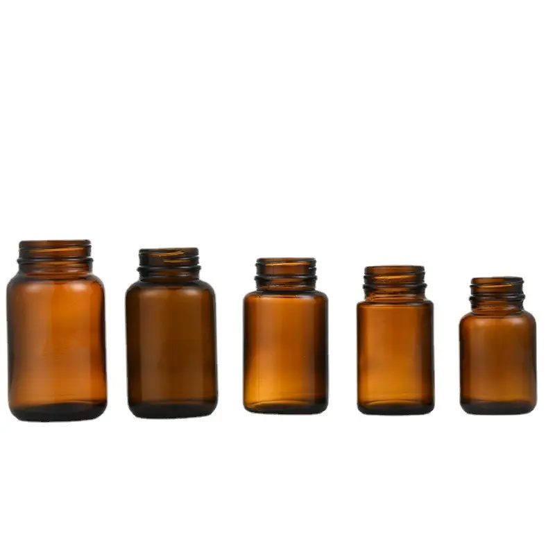 50 80 100 150 200 Ml Pharmaceutical Amber Capsule Glass Packaging Medicine Tablets Pill Bottles With Child Proof Cap