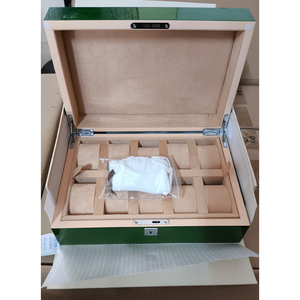 Caja de Reloj de Madera Verde de Marca de Lujo, Estuche de Almacenamiento de Relojes con Múltiples Ranuras, Caja de Embalaje de Relojes con Logotipo Personalizado para Hombre - Product Image 6