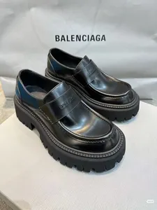 2026 Top Quality Luxury Designer Brand Tractor Loafers Men Black Genuine Leather Metal <b>Toe</b> Cap Chunky Lug Sole Slip-On Platform - Product Image 4