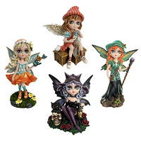 Nouveau design résine fée figurine mignonne forêt fée tenant une baguette magique avec dragon résine décoration de la maison