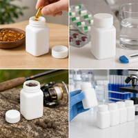 Flacon d'échantillon solide en plastique HDPE blanc de 15-200 ml, flacon pour compléments alimentaires, capsules, médicaments, pilules, appâts