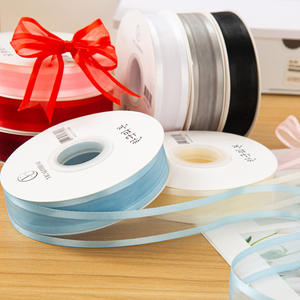 2.5cm transparan lebar tepi ganda wajah 100% poliester ramah lingkungan sifon <span class=keywords><strong>Satin</strong></span> pita jala untuk kotak hadiah kemasan bunga kue - Product Image 4