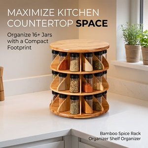 Customized Bamboo Tiered <strong>Spice</strong> Rack Organizer Shelf Organizer for Cabinet Drawer <strong>Tray</strong> &amp; Countertop, Kitchen Step Shelf Holds - Product Image 5
