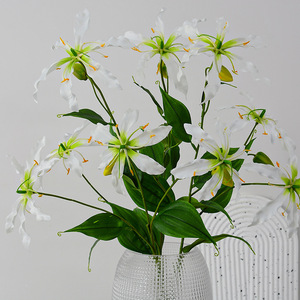 Fleur artificielle Gloriosa Lily à tige unique en plastique et soie, décoration pour la maison, accessoires de mariage - Product Image 3