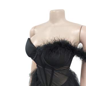 Nuovo lusso a schiena aperta in maglia trasparente in pelliccia di pelliccia abiti da ballo trasparente a sbuffo abito da sposa lungo per le donne - Product Image 6