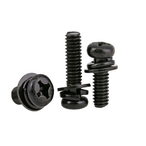 Vis combinées à tête ronde noire M2.5 M3 M4, vis combinées à tête cruciforme triple, vis combinées à tête ronde triple en zinc noir - Product Image 5