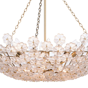Lustre moderne <span class=keywords><strong>Charlotte</strong></span> à 12 lumières en verre et fleurs, pour villa, salon, restaurant, bronze, laiton antique, intérieur - Product Image 2