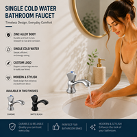 Robinet compact en alliage de zinc pour lavabo, eau froide uniquement, pour petit lavabo, robinet de colonne moderne pour salle de bain