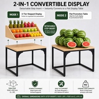 Étagère de présentation robuste en bois et métal à niveaux ouverts pour supermarché, boulangerie, boutique - Fixation polyvalente commerciale