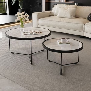 Đơn giản vòng phòng khách Bàn cà phê căn hộ biệt thự trung tâm bảng Đen Đá Cẩm Thạch Bàn cà phê đặt đồ nội thất - Product Image 1