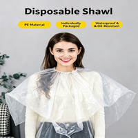 Cape de coiffure jetable imperméable en PE pour salon, châle pour coupe, permanente, coloration, huilage, 100x100cm, soins capillaires
