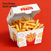 Boîte d'emballage en carton pour frites et sushis, personnalisée, jetable, en matériaux recyclés, avec poignée pour les frites à emporter