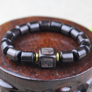 Pulsera de cuentas de madera de sándalo púrpura, 10x12mm, joyería budista tallada geométrica para ceremonias religiosas - Product Image 4