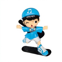 Sculpture de personnage de dessin animé sportif moderne en fibre de verre polie, taille réelle, design personnalisé, décoration extérieure pour centre commercial, parc, jardin