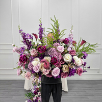 Fleurs artificielles DKB en gros pour décoration florale d'allée de mariage, bouquet de fleurs artificielles violettes haut de gamme pour allée