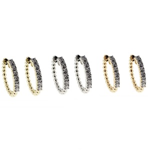 Ensemble bijoux fins avec pince exagéré, boucles d'oreilles, en diamant, rond, de haute qualité, or jaune, 18k, pour mariage, livraison directe - Product Image 4