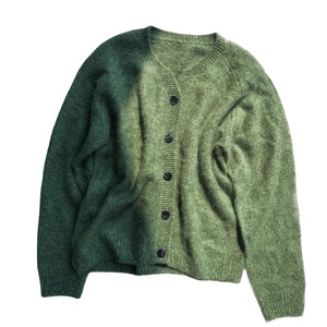 เสื้อขนสัตว์แคชเมียร์สีเขียวย้อนยุคสำหรับฤดูใบไม้ร่วงของผู้หญิงเสื้อคาร์ดิแกนถักเสื้อโค้ทที่เรียบง่ายคอวีดีไซน์แขนยาวกระดุมระดับไฮเอนด์ - Product Image 1