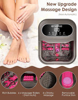 Bassin de pédicure pliable électrique en céramique chauffant avec jets d'eau, spa pour les pieds à bulles, masseur infrarouge à contrôle de minuterie, favorise la relaxation