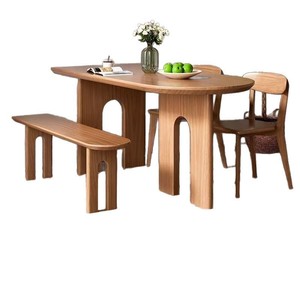 Solid Wood Dining Table Rectangular 120cm Space Saving Design For <b>Small</b> Apartments Home Use - Product Image 2
