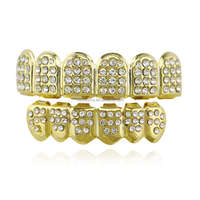 Ensemble de bijoux personnalisé, style hip-hop, appareil dentaire, crocs de vampire, zircone cubique micro-pavé, bling bling, grilz dentaire