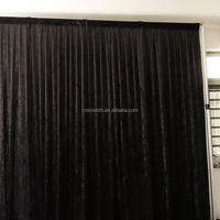 Rideau de fond en velours noir froissé lisse avec kit de support réglable pour événements, cérémonies et scènes