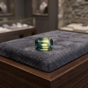 Saphir naturel de Madagascar, taille émeraude, 1,48 CT, coupe excellente, vert-parti bleu, clarté immaculée - Product Image 3