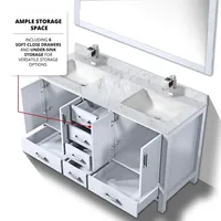 Meilleur prix Guanda, meuble-lavabo de salle de bain moderne blanc de 60 pouces, écologique, avec dessus en quartz artificiel, double vasque, garantie 1 an