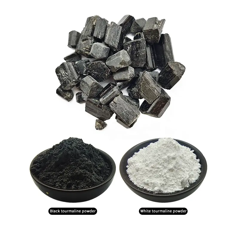 Partículas de turmalina negra de alta calidad de grado industrial, polvo de turmalina blanca de grado nano cosmético, precio de malla 8000