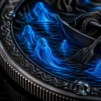 Pièce de monnaie commémorative personnalisée 3D en relief, Charon, émail bleu de luxe, Pièce de défi « Faisceau de âmes » pour collection mythique, cadeau