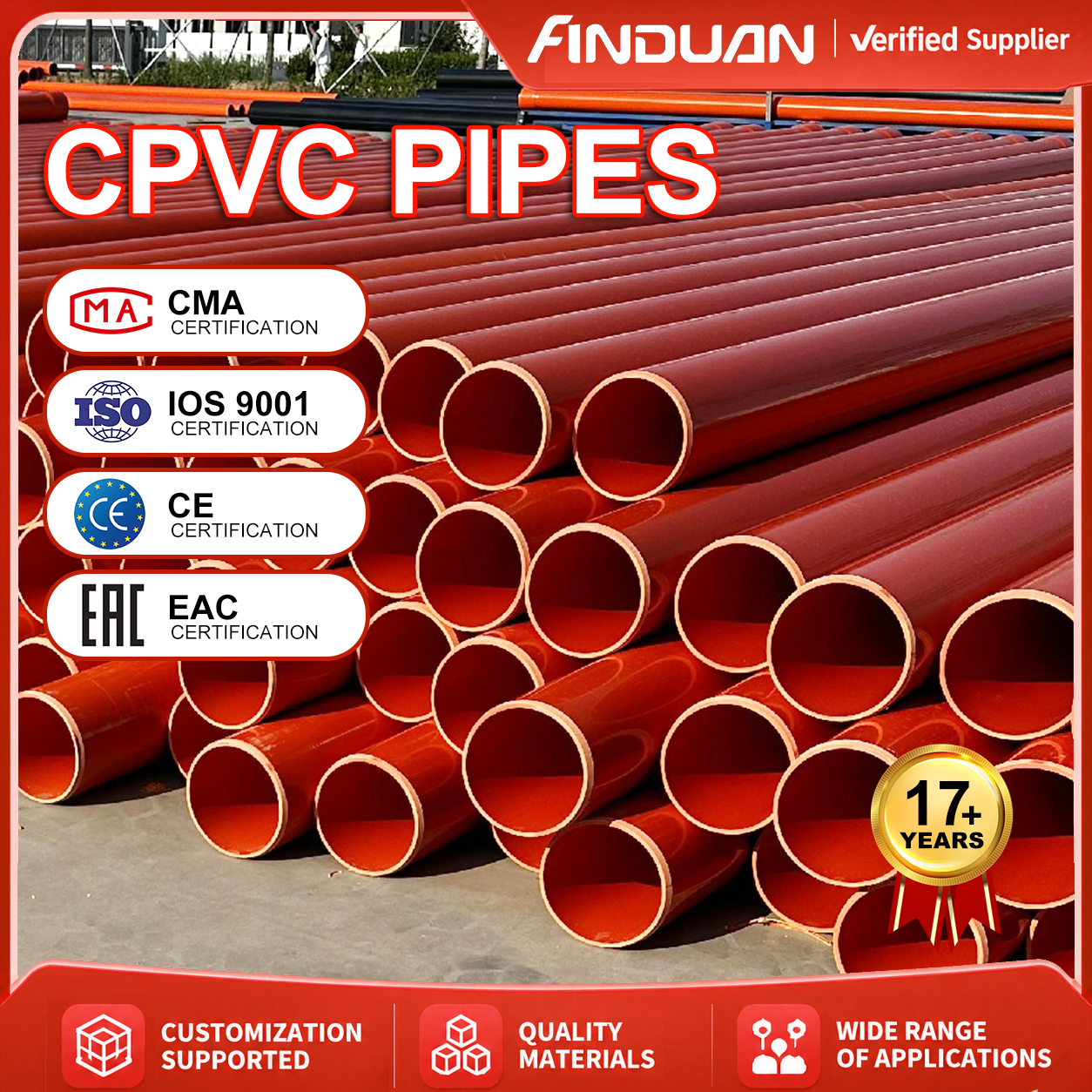 ISO9001 CE Certified CPVC Pipe High Temperature Plastic CPVC Water Pipe for Industrial and Construction Plumbing · image 1