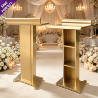 Podio de Metal Dorado Personalizado, Moderno y Duradero, para Bodas, Hoteles, Banquetes, Eventos, Fiestas e Iglesias