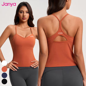 เสื้อกล้ามออกกำลังกายสำหรับผู้หญิง ยี่ห้อ Janya Wholesale เนื้อผ้านุ่มสบายผิว แผ่นรองอกถอดได้ ระบายอากาศดี ยืดได้สี่ทิศทาง ทรง Racerback เหมาะสำหรับเล่นโยคะ - Product Image 1