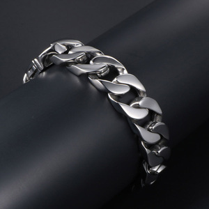 Bracelet plat lisse en acier titane pour hommes, 20.5 cm, style rock, bijoux à chaîne géométrique - Product Image 4