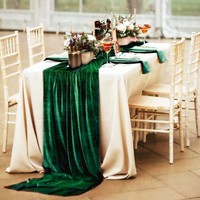 Chemin de table vert haut de gamme pour mariages, Saint-Valentin, décoration intérieure, fêtes culinaires et réunions