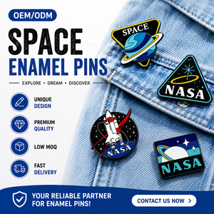 Épinglette en émail souple style rétro <span class=keywords><strong>NASA</strong></span>, thème spatial (Planète, Fusée, Astronaute), en alliage de zinc, pour vendeurs en ligne et vente en gros - Product Image 1