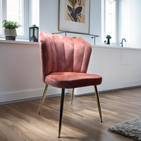 Chaises de salle à manger et de salon, meubles de maison, dossier en velours rose à fleurs, chaise d'appoint avec pieds en chrome doré