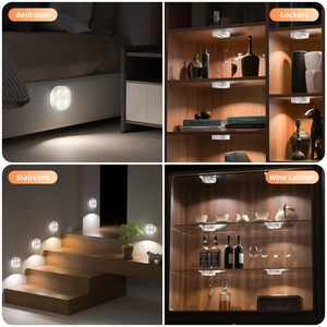 Motion Sensor Closet Puck Light, <b>Wireless</b> Rechargeable Stair Step Lights Indoor with 3 Colors Temper, Magnet Stick on Lighting - Product Image 6