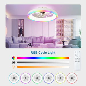 19.7" Modern RGB <b>Ceiling</b> Fan with <b>Lights</b>, Flush Mount Low Profile Fan with Dimmable 3000-6500K LED for Bedroom, White - Product Image 4