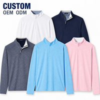 Pull de golf pour homme à col montant zippé 1/4, manches longues, haute performance, séchage rapide, respirant, extensible