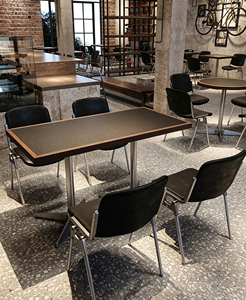 Bistro Furniture Industrial Restaurant Chairs and <b>Tables</b> for Cafe Food Court <b>Square</b> Stainless Steel Foot American Style Design E - Product Image 4