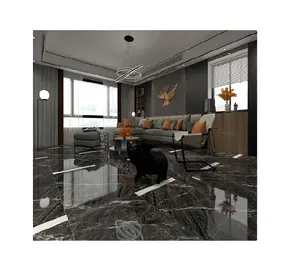 Luxury man-made marble Pure Black Porcelain Wall and Floor Tile 750x1500mm