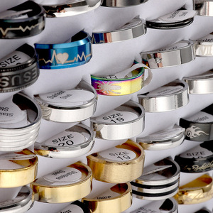 مجموعة خواتم للنساء من 100 قطعة/صندوق خواتم زفاف وخطوبة ومجوهرات عصرية للرجال، تشكيلة متنوعة بالجملة من الفولاذ المقاوم للصدأ - Product Image 5