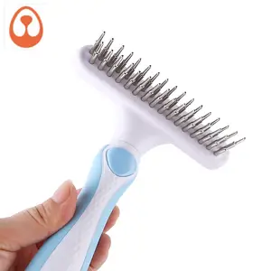 Dog Groom ing Rake Dematting Tool mit Edelstahl-Schuppen kamm für Haustiere 2 Reihen von Stiften Entfernen Sie sanft lose oder verwirrte Haare