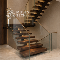 Escalier mono-poutre contemporain pour villas, qualité premium, vente en gros directe usine, pour projets d'aménagement
