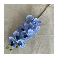 Fleurs artificielles Phalaenopsis en velours pêche, 8 têtes, effet toucher réel, fausses orchidées pour la décoration intérieure, mariages, salon, table à manger
